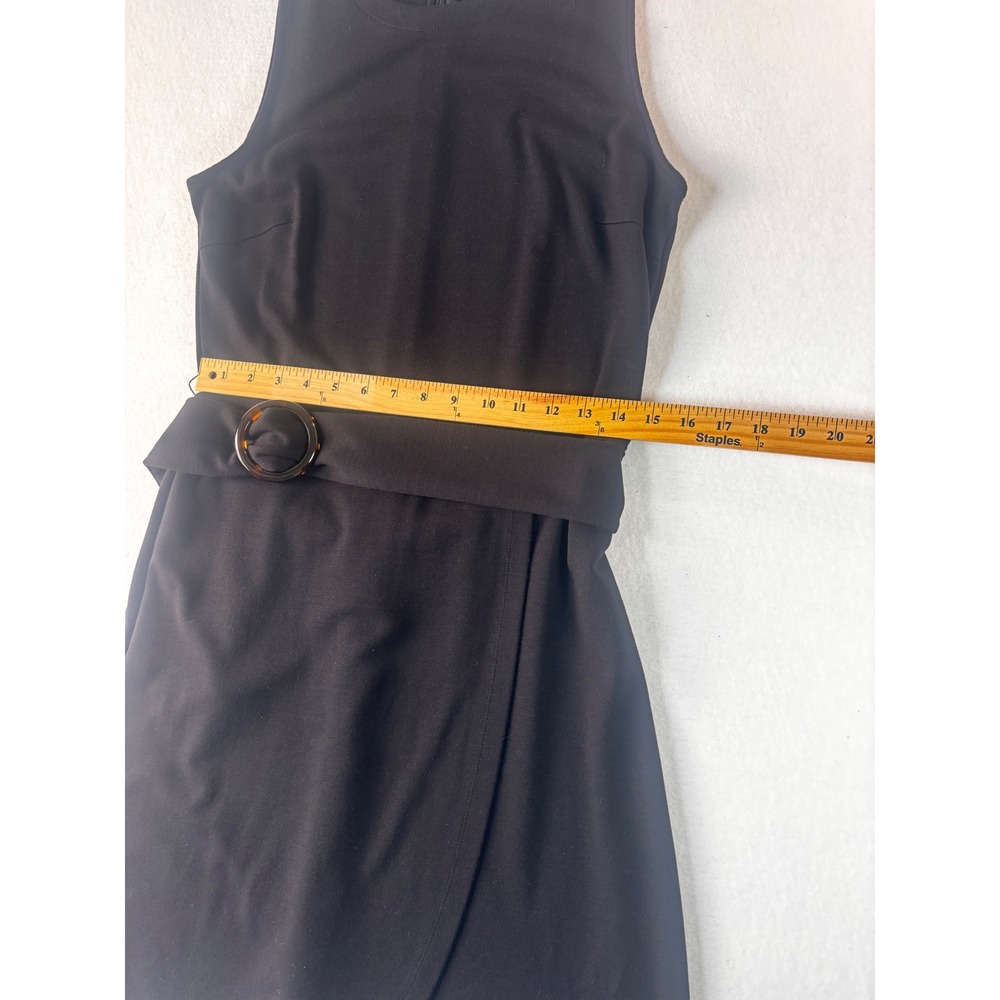 Ann Taylor LOFT Black Tortoiseshell Belted Wrap Sleeveless Shift Dress 10 - Picture 12 of 16